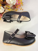 Sapatinho Infantil Preto Fosco C/ Aplique de Lacinho Strass