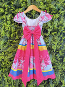 Vestido Infantil Junino Caipira Arraiá Festas Rosa e Azul