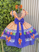 Vestido Infantil Junino Caipira Arraiá Xadrez Laranja