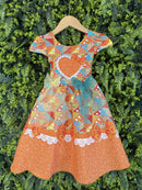 Vestido Infantil Junino Caipira São João Colorido Laranja