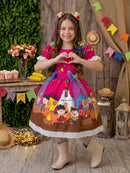 Vestido Infantil Junino Arraiá Pink Festa São João