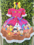 Vestido Infantil Junino Arraiá Pink Festa São João