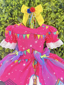 Vestido Infantil Junino Arraiá Pink Festa São João