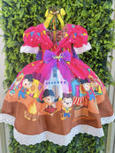 Vestido Infantil Junino Arraiá Pink Festa São João