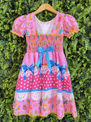 Vestido Infantil Junino Arraiá Rosa Chiclete Festa São João