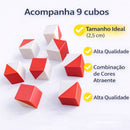 Cubo Kohs Wisc Wais Wasi Teste Raciocínio Lógico 9 Peças na Caixa de Madeira