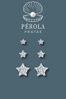 Brinco trio estrela pt/luz