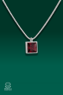 Colar Ponto Luz Quadrado Vermelho Rubi