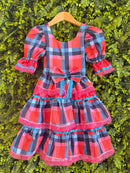Vestido Infantil Junino Caipira Arraiá Vermelho Xadrez Colorido