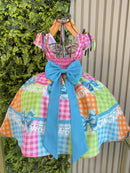 Vestido Infantil Junino Caipira Arraiá Rosa Colorido