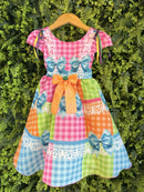 Vestido Infantil Junino Caipira Arraiá Rosa Colorido