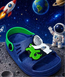 sandalia papete infantil masculina confortavel antiderrapante astronauta alien foguete