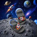 sandalia papete infantil masculina confortavel antiderrapante astronauta alien foguete
