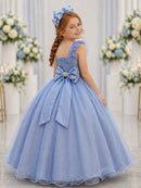 Vestido Infantil Longo Azul Formaturas Daminhas