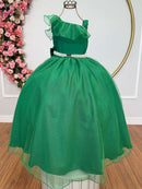 Vestido Infantil Longo Verde Formaturas Daminhas Luxo