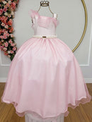 Vestido Infantil Longo Rosa Bebê Luxo Formaturas Daminhas