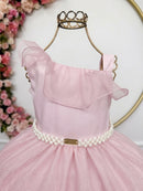 Vestido Infantil Longo Rosa Bebê Luxo Formaturas Daminhas