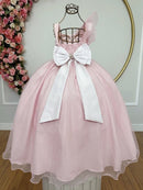 Vestido Infantil Longo Rosa Bebê Luxo Formaturas Daminhas